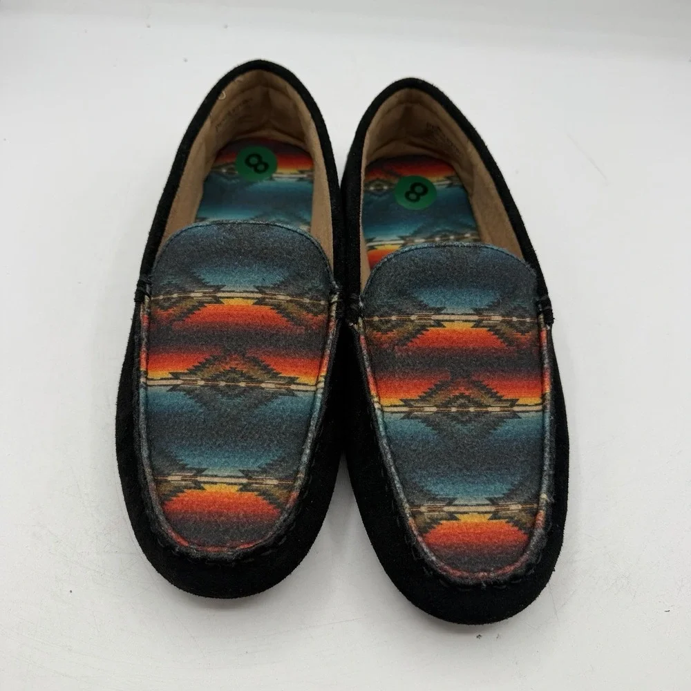 Pendleton Santillo Sunset Slippers Mens‎ 8 Black Aztec Slip On Comfort Moccasins